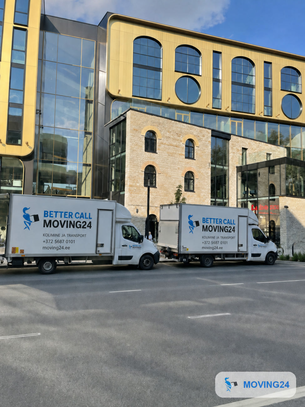 Moving24 vans on the street